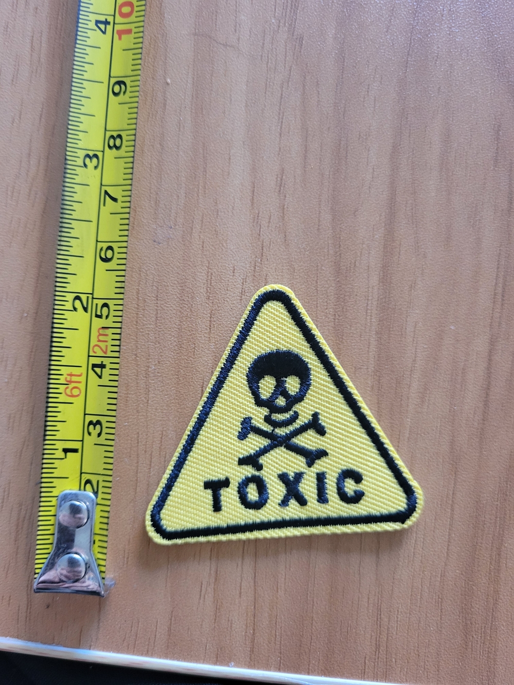 🎃BUY 2 GET 1 FREE🎃Yellow 'Toxic' Triangle Embroidered Patch